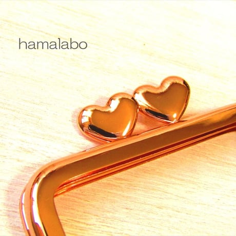 【HA-2056】ハート口金 7.5cm/角型(ローズゴールド-ピンクゴールド)