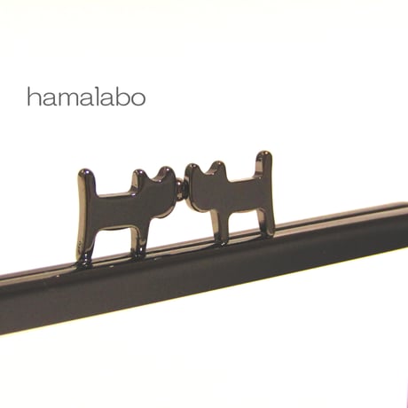 <廃盤>【HA-1316】ペアネコ口金/12cm角型(ブラック)