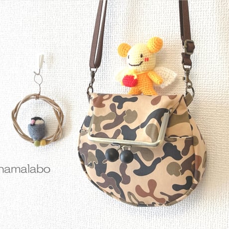 【KT-2147】ラウンド型がま口サコッシュの型紙＆レシピ【12cm/角型用】