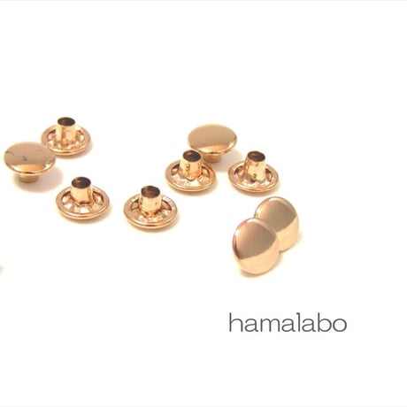 【HA-653】大カシメ両面　足長×10組セット(ローズゴールド・ピンクゴールド)