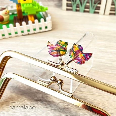 初回特価＆限定【HA-2534】レトロかわいい！親子口金 12cm/コトリ型(レトロ模様)/ゴールド