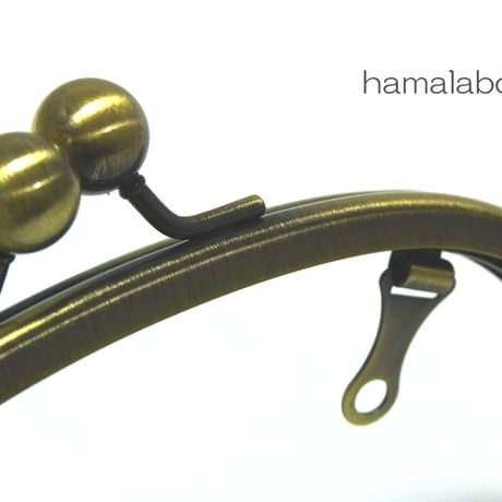 【HA-145】アメ玉口金 15cm/くし型(アンティークゴールド)・兼用カン付き