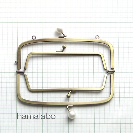 【HA-438】親子口金 19cm(コットンパール玉×アンティークゴールド)・カン付き