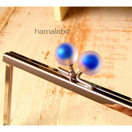 <廃盤予定>【HA-1735】12cm浮き足口金/(スモーク玉ブルー×シルバー)