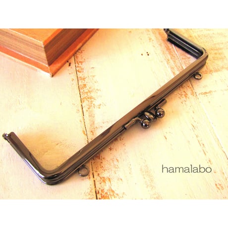 【HA-465】三枚口(二口口金)19cm/(竹の根ひねり×ブラック)・カン付き