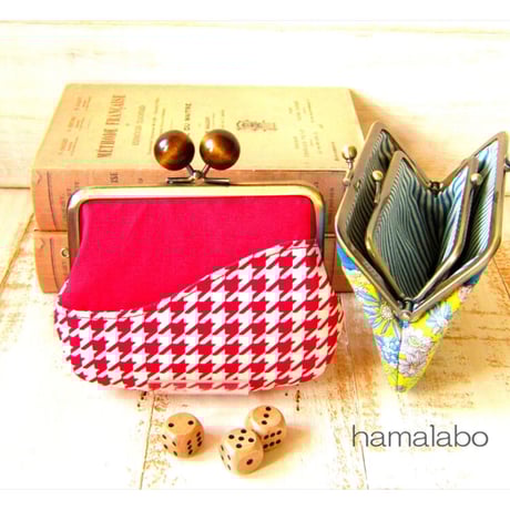 【HA-1762】親子口金 12cm(茶色の木キューブ×アンティークゴールド)