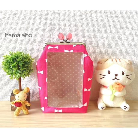 【KT-2141】通常サイズ版！推しぬい用がま口ポーチ(ショルダー可能)の型紙＆レシピ【12cm/角型用】