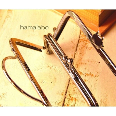 【HA-1622】ネコ型タイプ！親子口金 12cm(押し口金×シルバー)