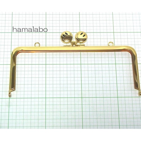 【HA-1375】18cm/角型(スマイル君ゴールド×ゴールド)・カン付き