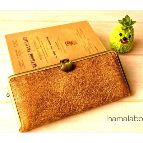 【HA-1590】オコシ式口金22cm/角型(ネコ×アンティークゴールド)