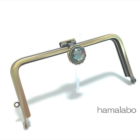 【HA-2256】オコシ式口金/12cm角型-ブラックストーン付き