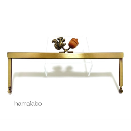 【HA-2286】19cm浮き足口金/リス×茶色のどんぐり/アンティークゴールド