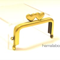 【HA-2057】ハート口金 7.5cm/角型(アンティークゴールド)