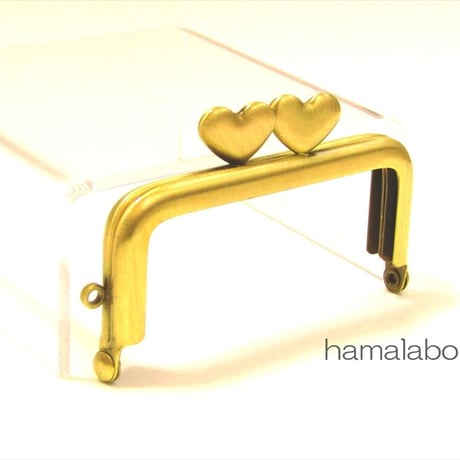 【HA-2057】ハート口金 7.5cm/角型(アンティークゴールド)