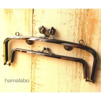 【HA-480】親子口金 19cm(肉球×ブラック)・カン付き