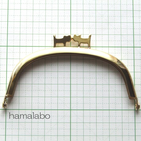 (廃盤予定)【HA-1310】ペアネコ口金/10cmくし型(ゴールド)