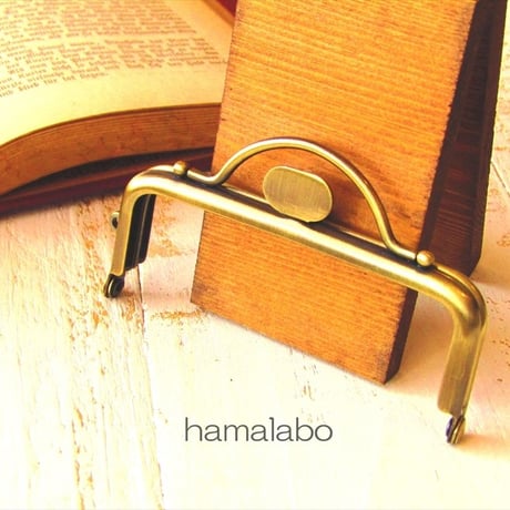 【HA-1575】持ち手付きの押し口金8.5cm/角型(アンティークゴールド)