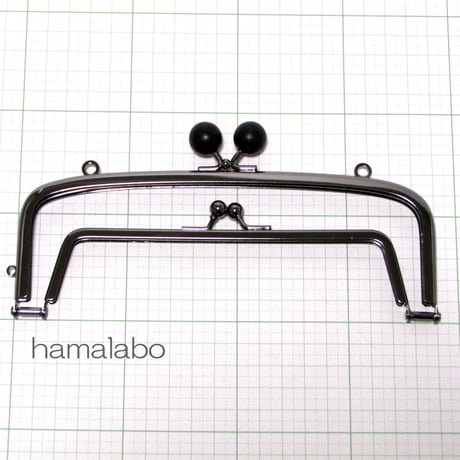 【HA-367】親子口金 19cm(黒色の木玉×ブラック)・カン付き