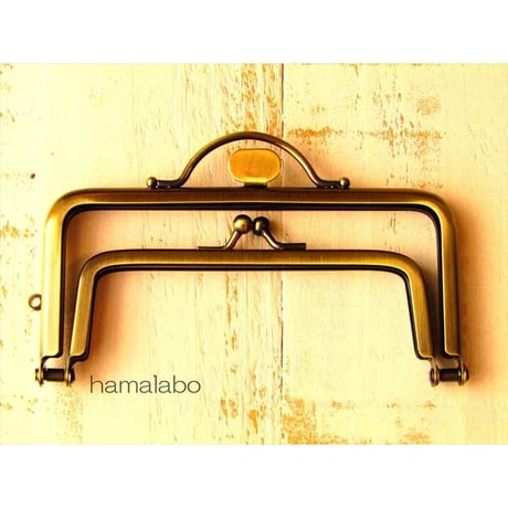 【HA-1595】親子口金 12cm(押し口金×アンティークゴールド)