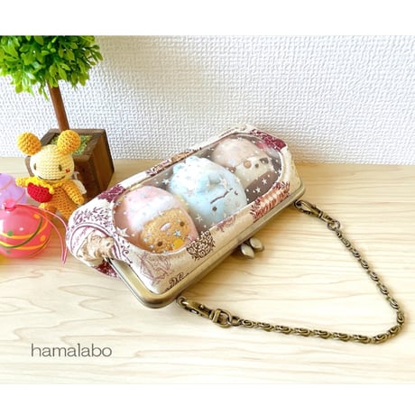 【HA-1293】碁石口金16.5cm/角型(ブラック)カン付き