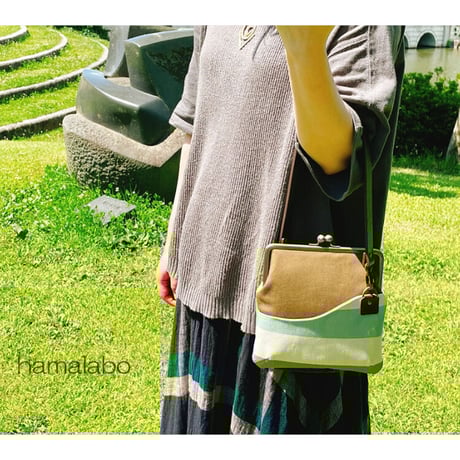 【KT-2094】ペッタンコ版！がま口ポケットショルダーバッグ(ミニ)の型紙＆レシピ【18cm/角型用】