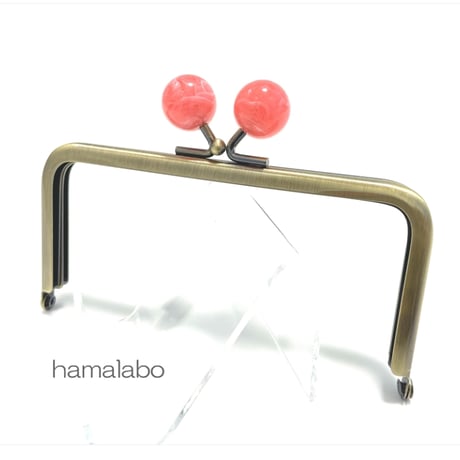 【HA-2415】12cm角型口金/インカローズ玉/アンティークゴールド