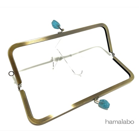 (販売終了)復活＆特価！【HA-2470】24cm角型口金/天然石風のストーン(ブルー)