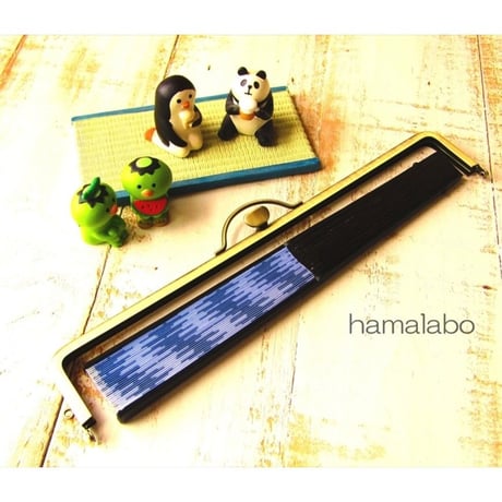 【HA-1621】持ち手付きの押し口金25.5cm/角型(アンティークゴールド)-扇子入れ用-