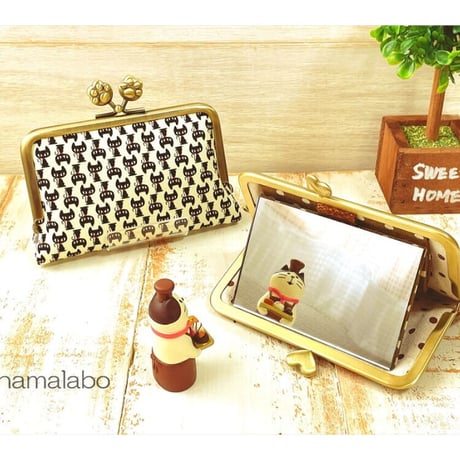 【HA-2412】12cm角型口金/小鳥のピースケ×茶色のどんぐり/アンティークゴールド/カン付き