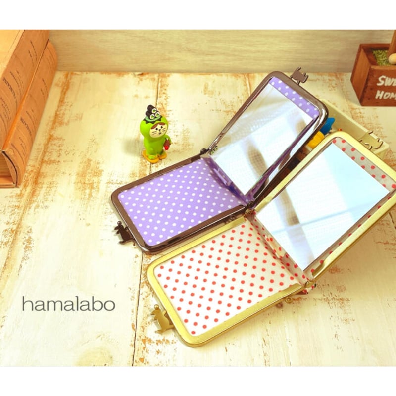 KT-2100】縦型がま口ミラーケース(立て鏡＆手鏡)の型紙＆レシピ【7.5cm