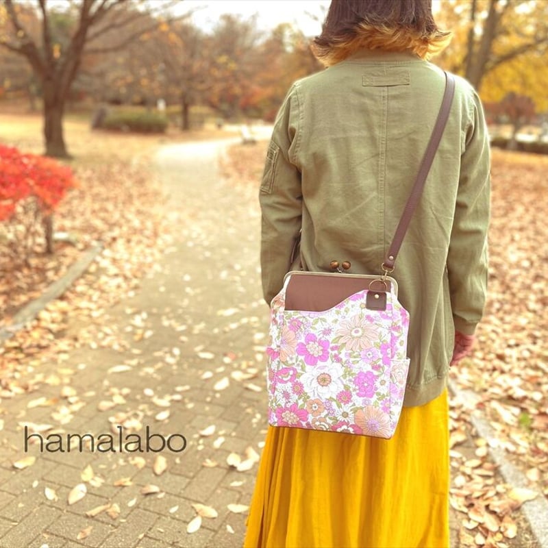 KT-2098】縦長版！A4が入る！がま口ポケットショルダーバッグの型紙