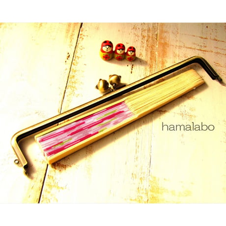 【HA-1650】25.5cm/角型(ネコ玉×アンティークゴールド)-扇子入れ用-