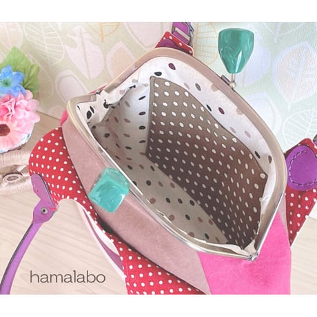 【KT-2119】がま口あおりミニバッグの型紙＆レシピ【18cm/くし型用】