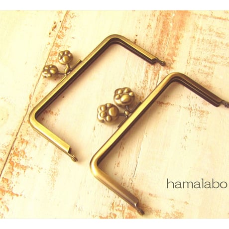 【HA-1756】12cm/角型(大きな肉球×アンティークゴールド)-通常品-