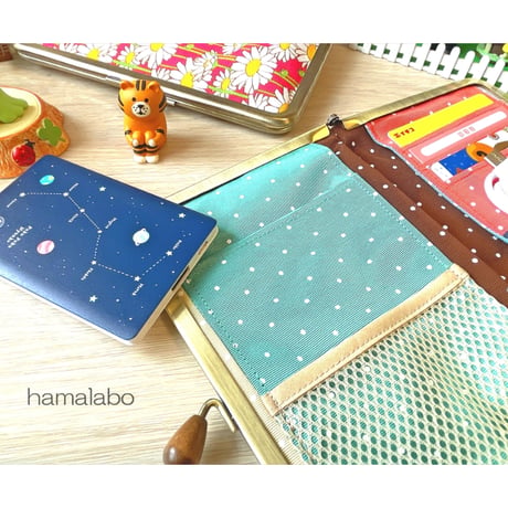 【KT-2135】【横開き】メッシュ式がま口マルチケースの型紙＆レシピ【17.7cm(足長)/角型用】