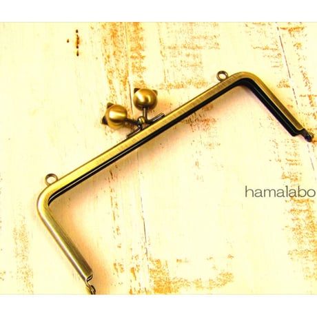【HA-2169】15cm/角型(ネコ玉×アンティークゴールド)・カン付き