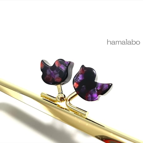 在庫調整で今だけ30％引き！【HA-b1121】12cm角型口金/コトリ型(鉱石模様)/ゴールド