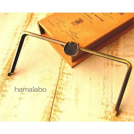 【HA-1681】<レジン用口金>オコシ式口金22cm/角型(ネコ×アンティークゴールド)