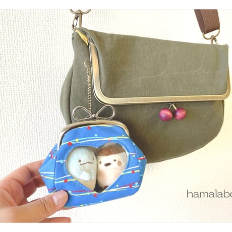 【KT-2154】☆ハート窓＆マチ別タイプ☆推しぬい用がま口ポーチの型紙＆レシピ【9.9cm/くし型用】