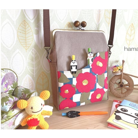 【KT-2138-SET】スマート版！がま口ポケットショルダーバッグ(ショートサイズの型紙付き)の型紙＆レシピ【18cm/角型用】