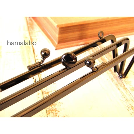 【HA-465】三枚口(二口口金)19cm/(竹の根ひねり×ブラック)・カン付き