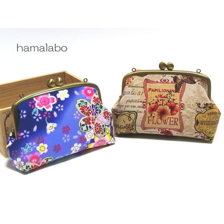 在庫調整で今だけ50％引き！【KT-2017】親子がま口ポーチ(マチあり)の型紙＆レシピ【14.5cm用】