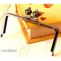 【HA-484】12cm/角型(ネコ玉×ブラック)