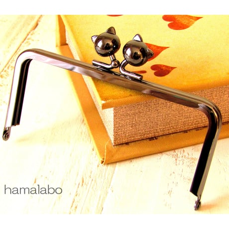 【HA-484】12cm/角型(ネコ玉×ブラック)
