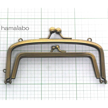 【HA-154】親子口金 14.5cm(ミニアメ玉×ノーマル)・カン付き