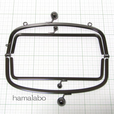 【HA-813】親子口金 20.4cm(大玉×ブラック)・カン付き