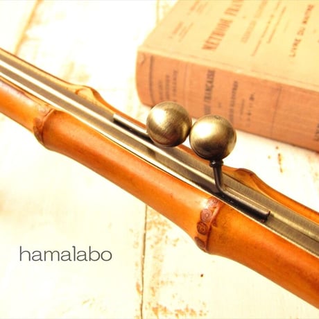 【HA-1837】竹の口金24cm(アンティークゴールド)-薄焼き-