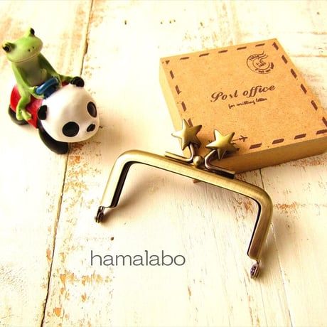 【HA-1898】7.5cm/角型口金(メタルスター×アンティークゴールド)