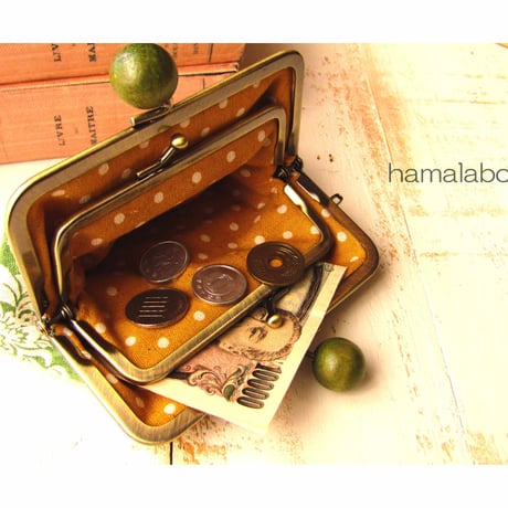 【HA-2282】親子口金 12cm(リス×茶色のどんぐり)アンティークゴールド