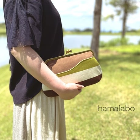 【KT-2110】がま口(ポケット)クラッチバッグ＆ショルダーバッグの型紙＆レシピ【24cm/角型用】